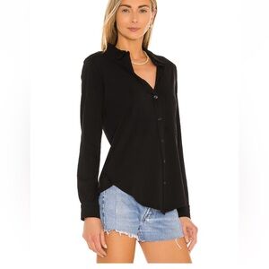 Light Weight Jersey Button Up in Black